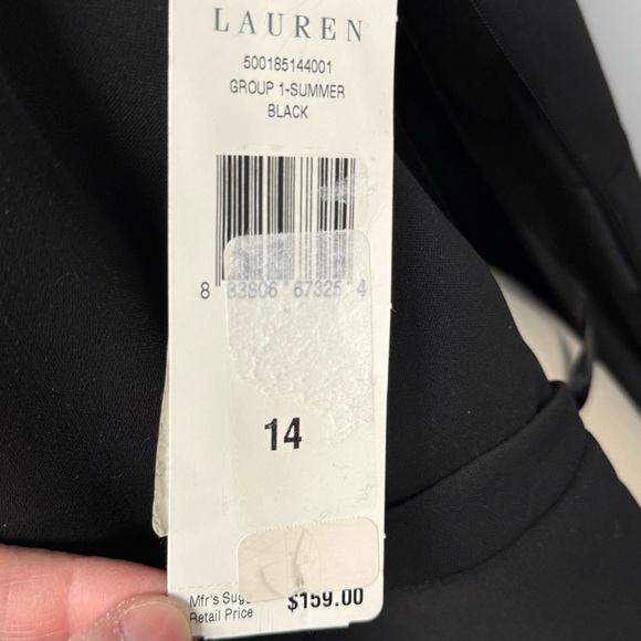 NWT Lauren Ralph Lauren Little Black Dress Women’s 14 Peplum Sheath Surplice LBD - Picture 8 of 11